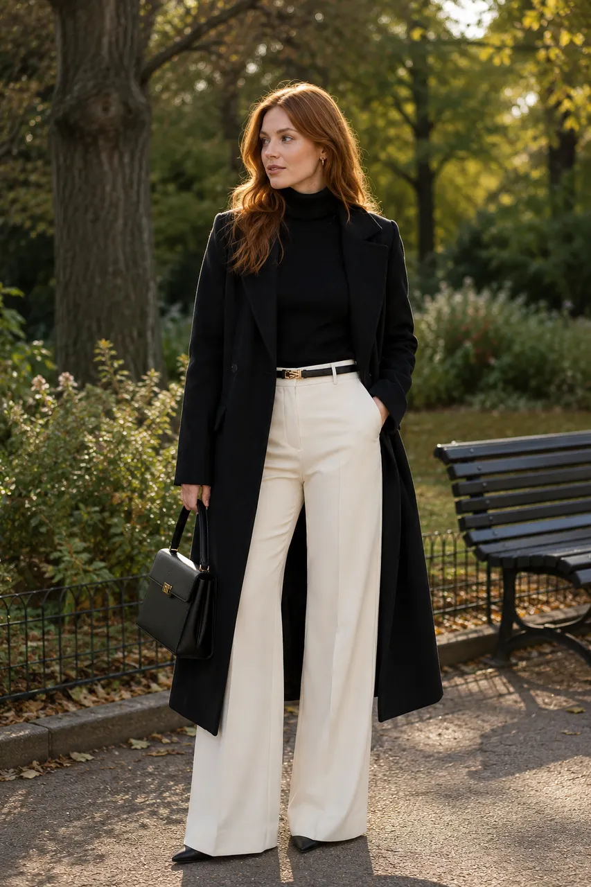 Elegancia en negro y blanco para el otoño