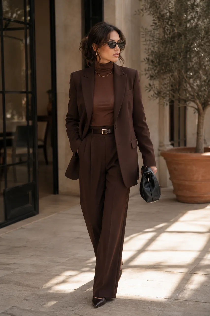 Elegancia en marrón para días de otoño
