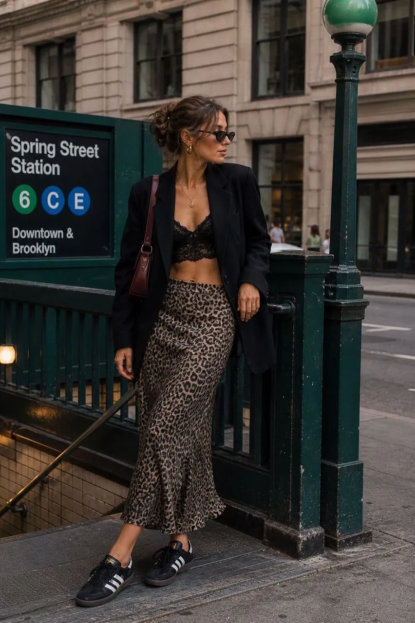 Estilo urbano con falda animal print