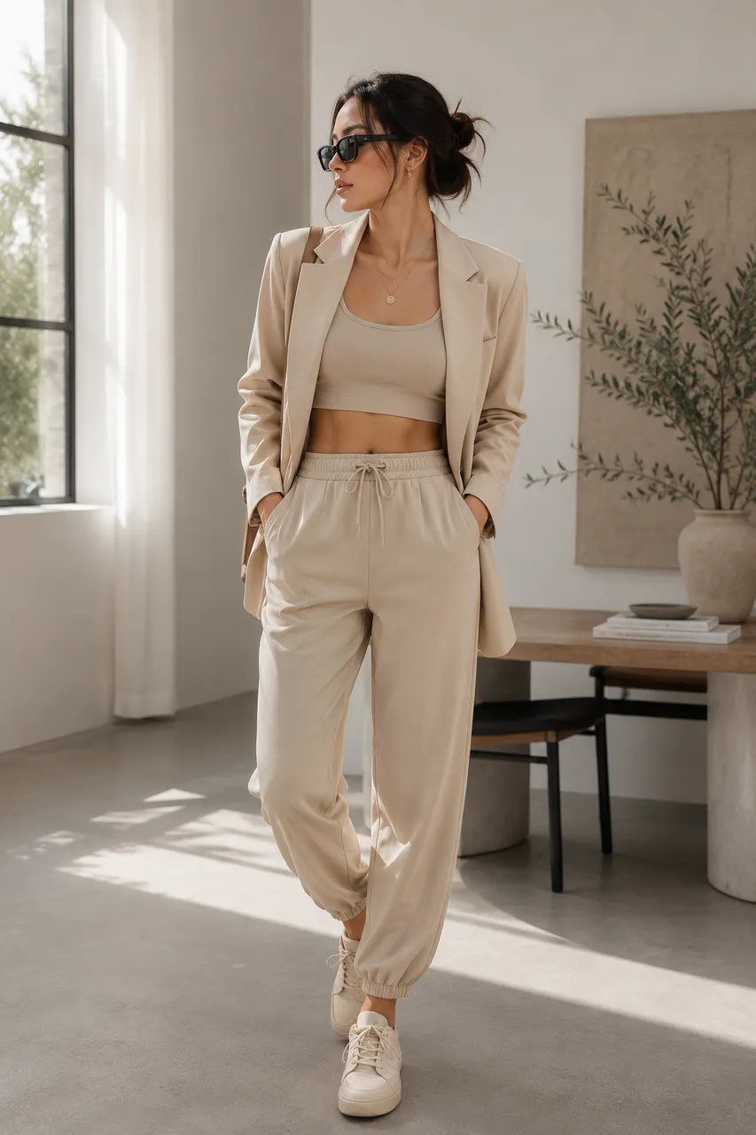 Estilo casual chic en tonos beige