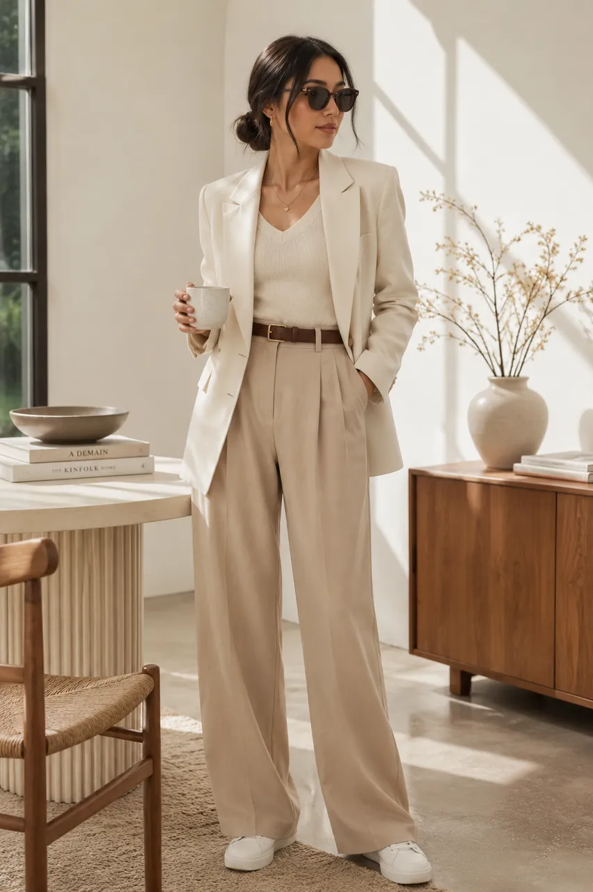 Estilo elegante en tonos beige y blanco